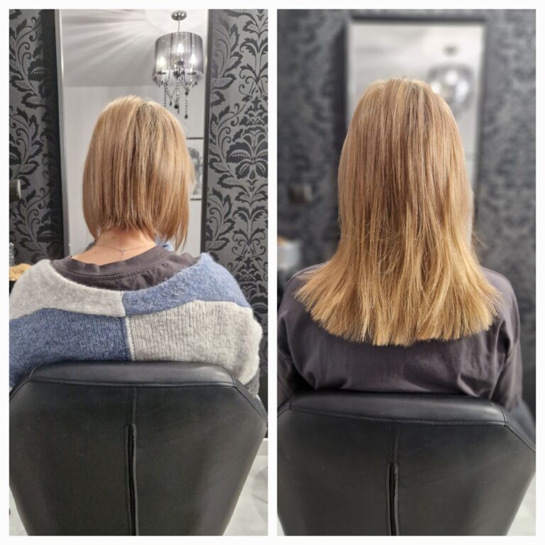 przedłużanie włosów ciemny blond
