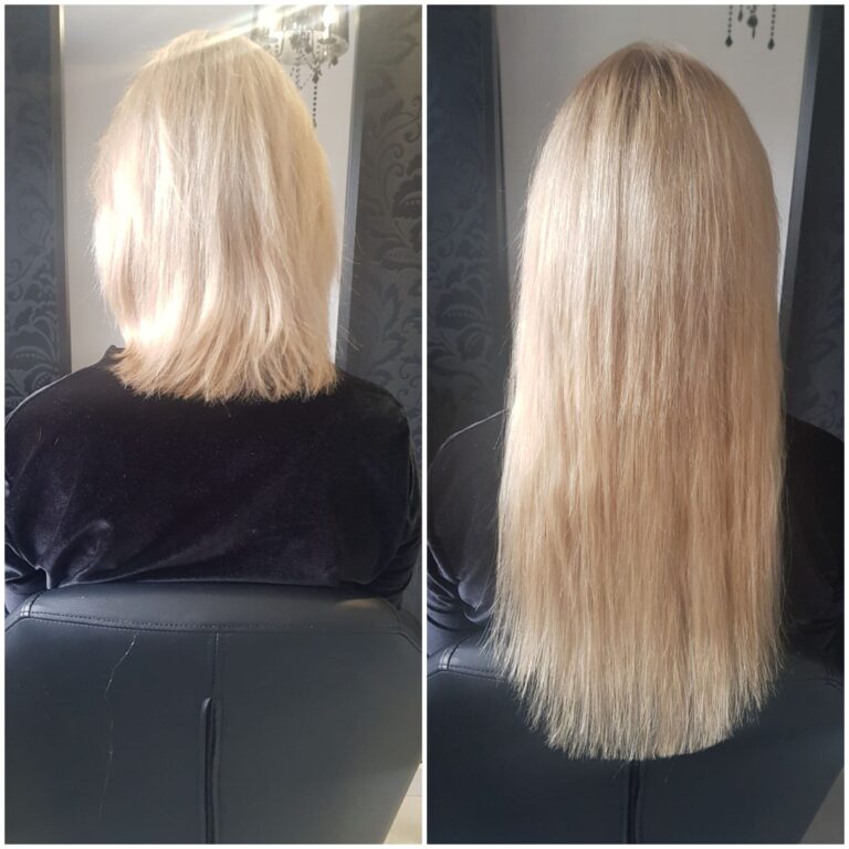 przedłużanie włosów jasny blond