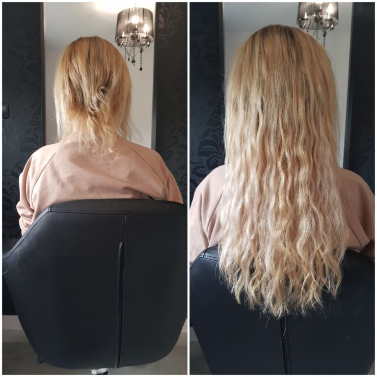przedłużanie włosów blond kręcone