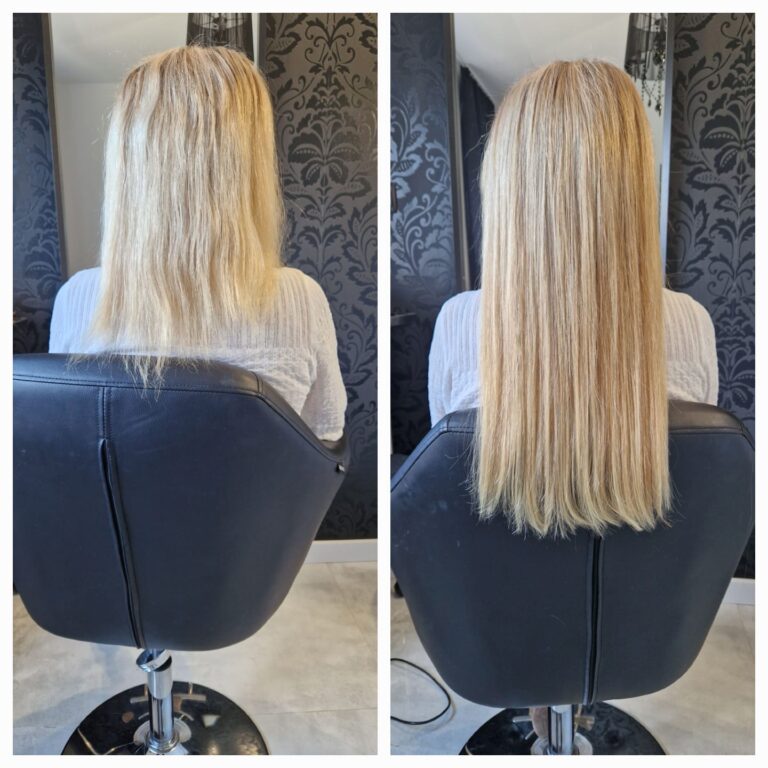 przedłużanie włosów blond proste